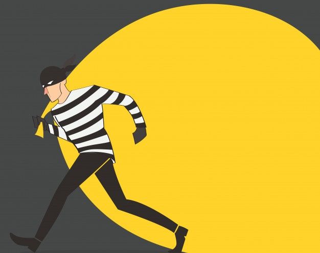 thief with robber bag background premium vector