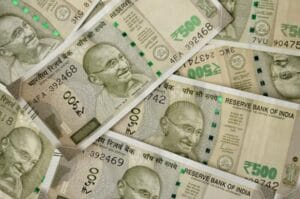 closeup of brand new colorful indian currency bank notes of rs 500 rupees bundle issued and in circulation after demonetisation stock photo image of closeup, gray 193154312