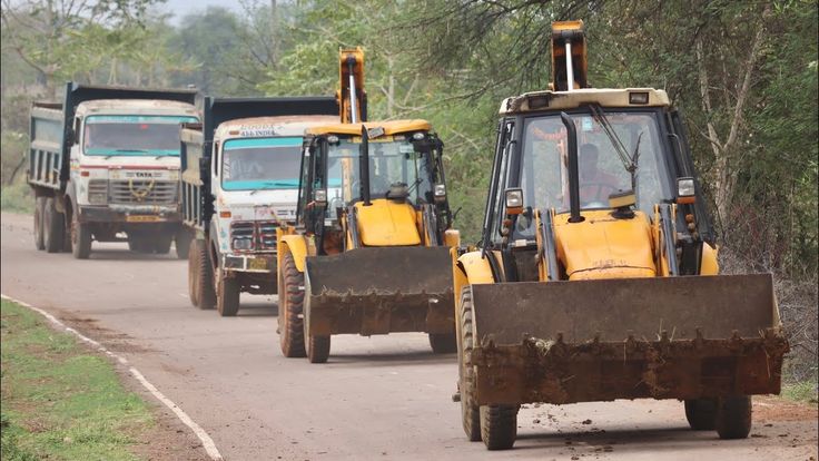 jcb 3dx backhoe fully loading mud in tata 2518 ex truck and tata truck
