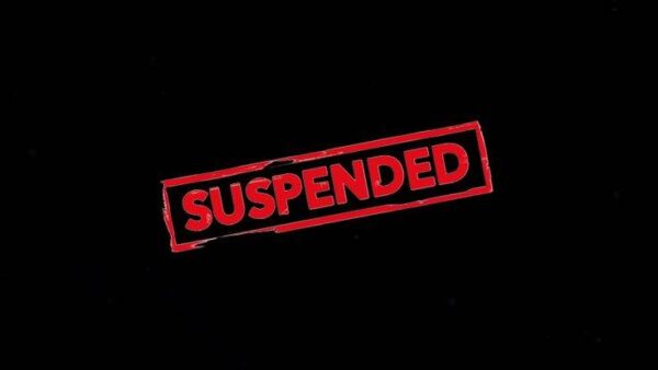 Suspended logo post stamp card design with black background