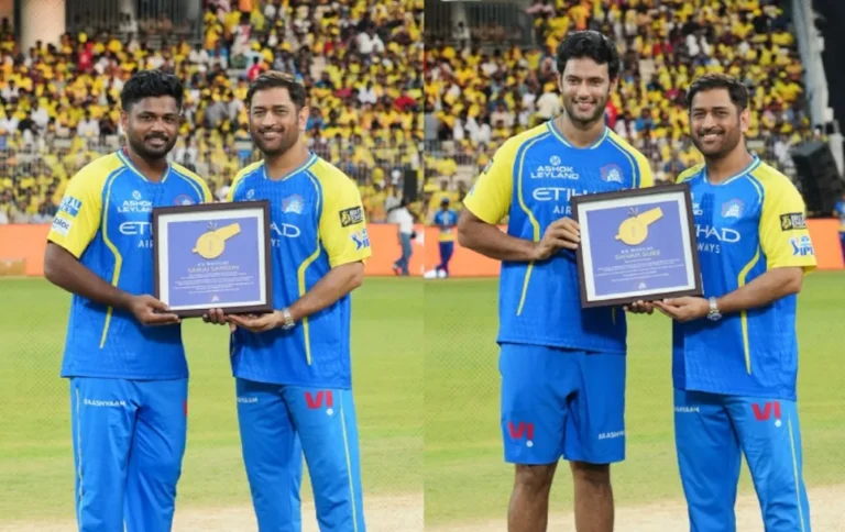 MS Dhoni Honours T20 World Cup Winners Sanju Samson, Shivam Dube At CSK Event