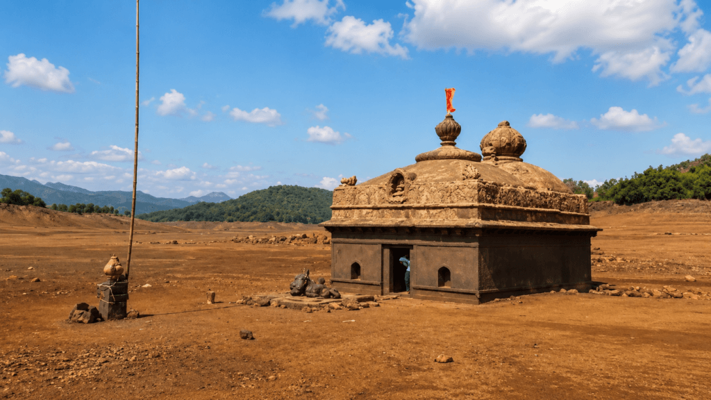 Pandav-Era Kambareshwar Temple Re-emerges in Pune as Bhatghar Dam Water Levels Drop