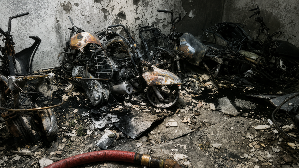 3 Dead, 6 Rescued After Massive Fire At Residential Building In Delhi’s Tughlakabad: Vehicles Parked Inside Home Said to Be Blast Point