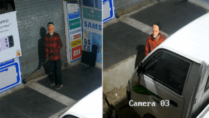 A suspected burglar in a PM Modi mask is caught on CCTV footage in Bhilwara, Rajasthan, during a mobile shop burglary.